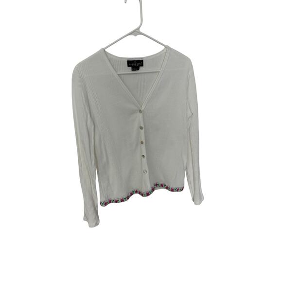 Carole Little Sport white button up sweater size L - Picture 2 of 7